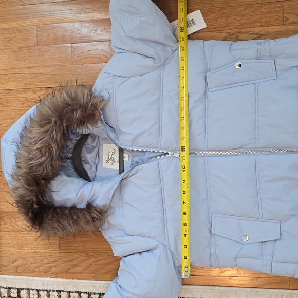 MARALYN & ME BRAND WOMENS JUNIOR SIZE BLUE FAUX FUR HOODED ZIPPERED COAT SIZE XL - Picture 12 of 16